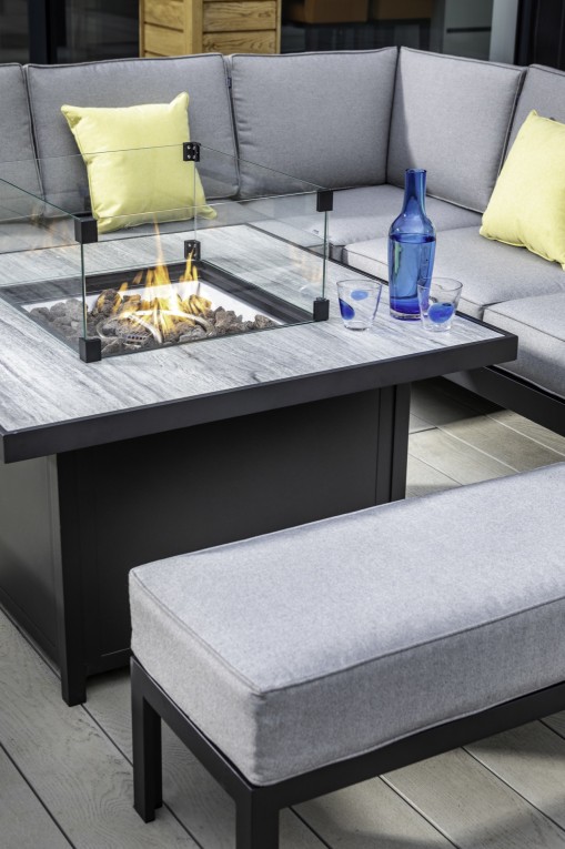 Talia 2E Extended Corner Sofa With Gas Fire Pit Coffee Table | Outdoor