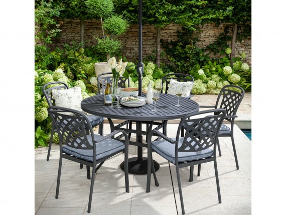 6 seater round on sale metal garden table