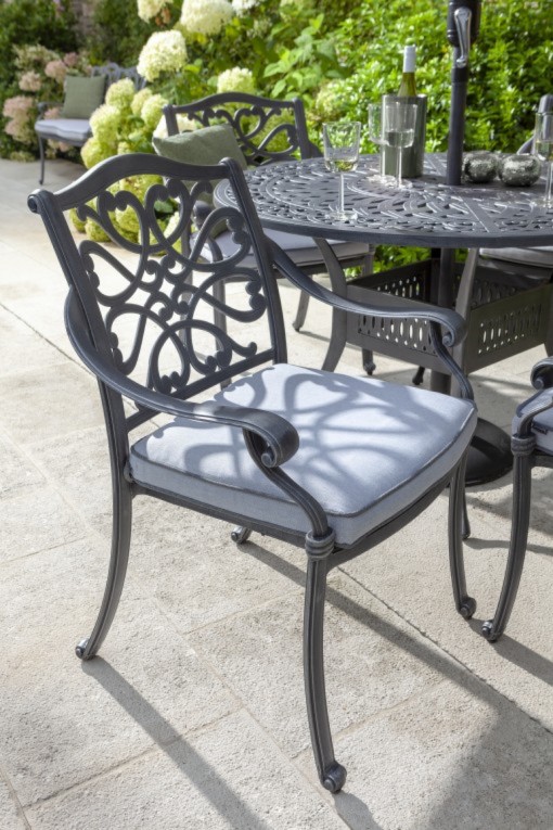 Hartman Hartman Capri Garden Furniture Dining Chair - Antique Grey Cast  Aluminium Garden Furniture