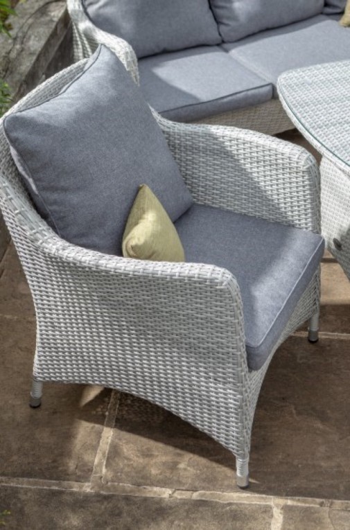 Grey rattan garden armchairs hot sale